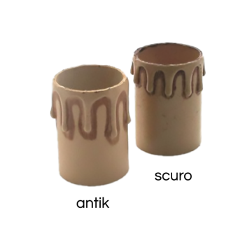 Kerzenhülse für E27-Fassung Lg. 60mm antik m. Tropfen