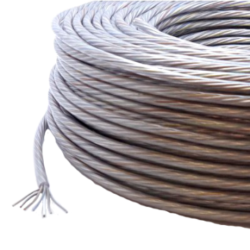 Kabel rund 6x0.75mm2 transparent mit Stahlseele Ø6.9mm Zuschnitt/m