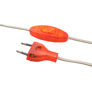 Zuleitung Tdlf 2x0.75mm2 mit Eurostecker und Zwischenschalter transparent/orange 200cm